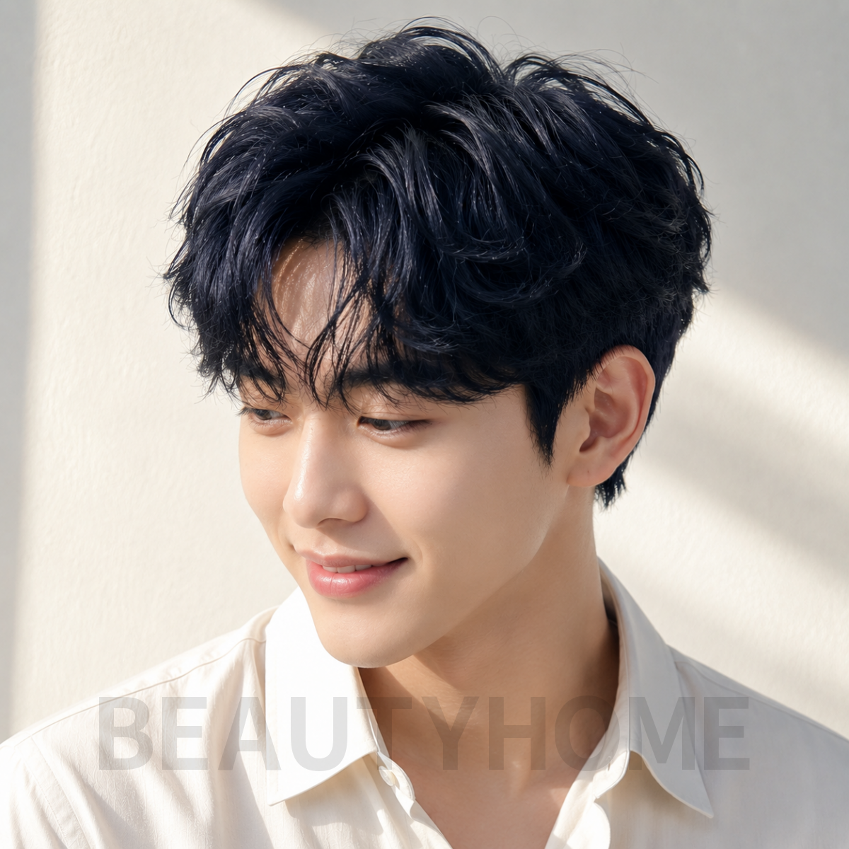 남자 쉐도우 애즈펌 블루 블랙 염색