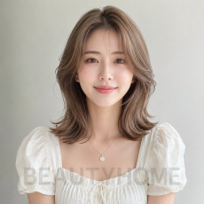 여자 중단발 빌드펌 애쉬 베이지 염색