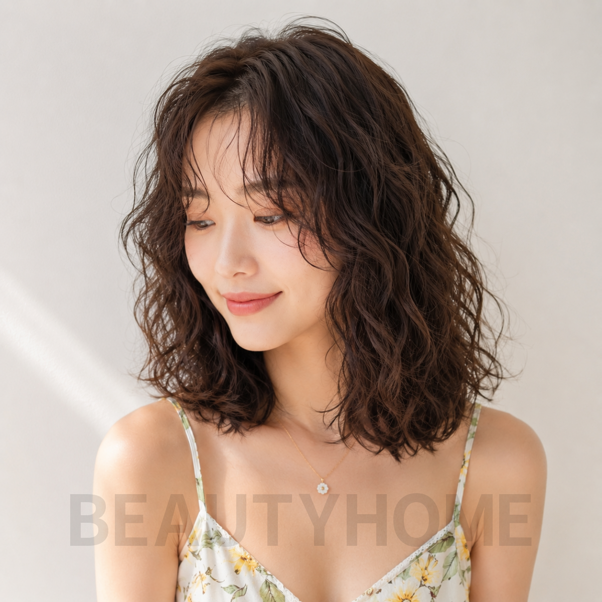 여자 중단발 히피펌
