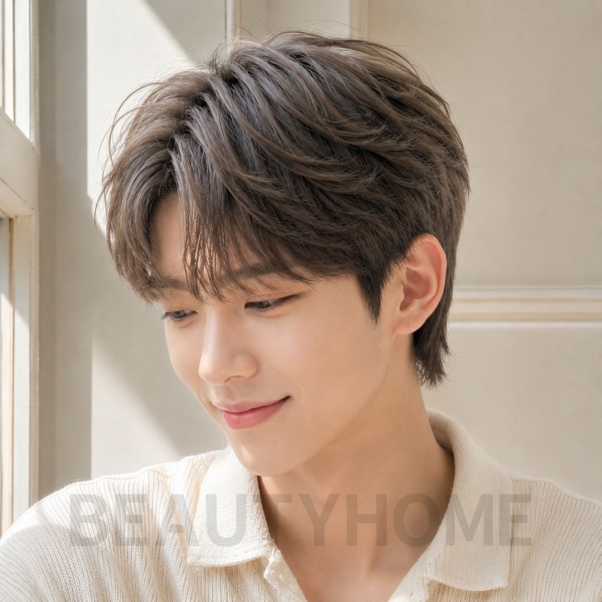 남자 리프컷 애쉬 브라운 염색