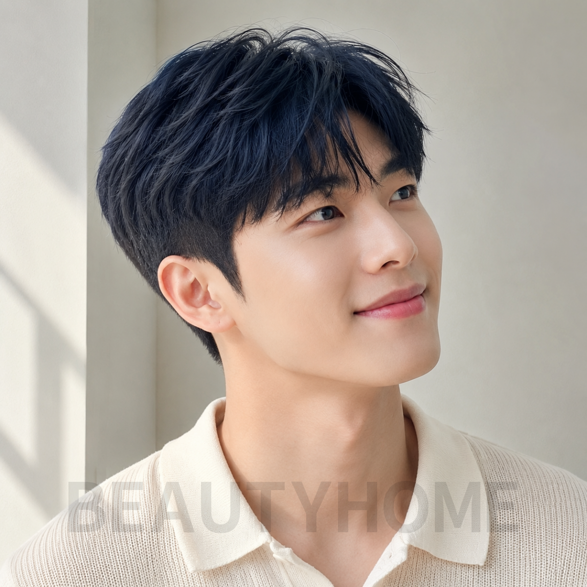 남자 투블럭컷 블루 블랙 염색