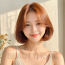 여자 단발 보브컷 오렌지 브라운 염색