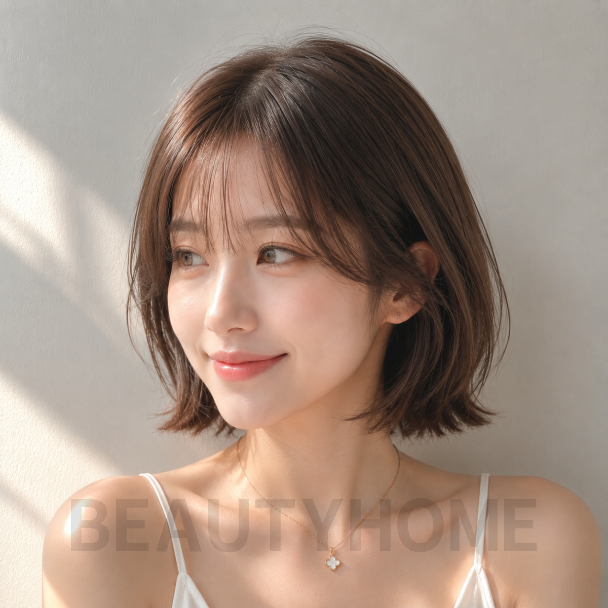 여자 단발 테슬컷 모카 브루넷 염색