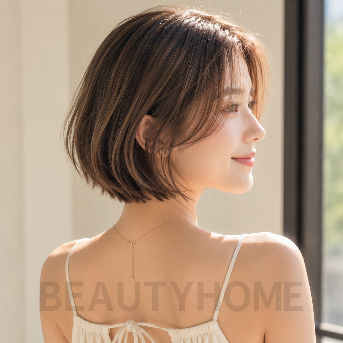 여자 스칸디 보브컷 발라아쥬 브라운