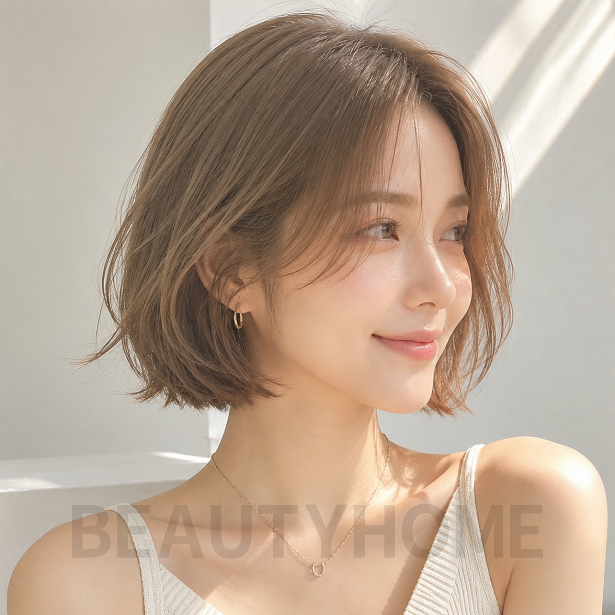 여자 위켄드 보브컷 헤이즐 베이지 염색