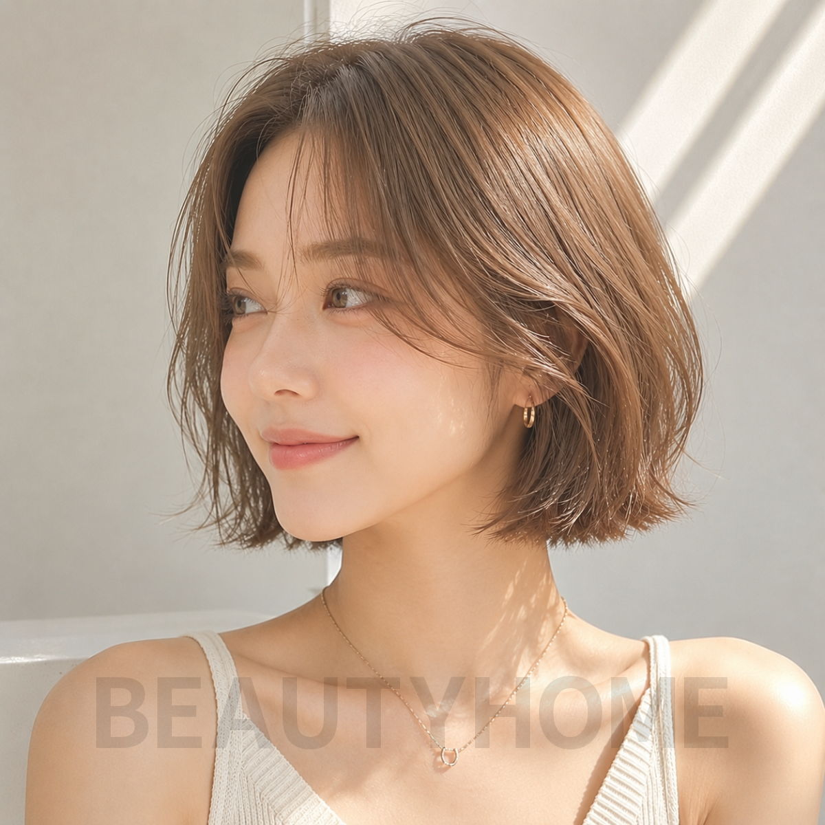 여자 위켄드 보브컷 헤이즐 베이지 염색