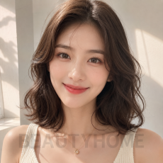 여자 중단발 텍스처 웨이브펌 익스펜시브 브루넷