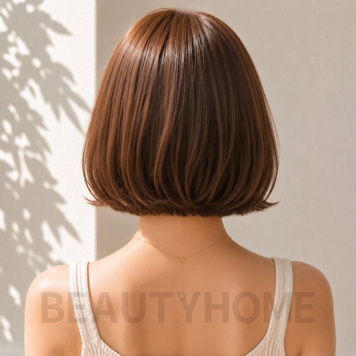 여자 단발 C컬 보브컷 웜 브라운 염색