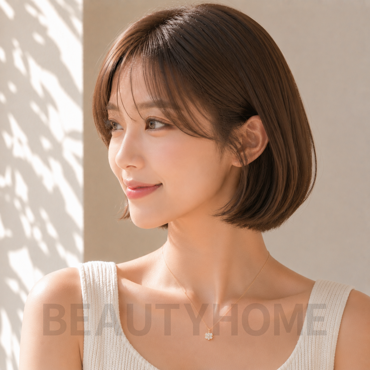 여자 단발 미니 보브컷 코코아 브라운 염색