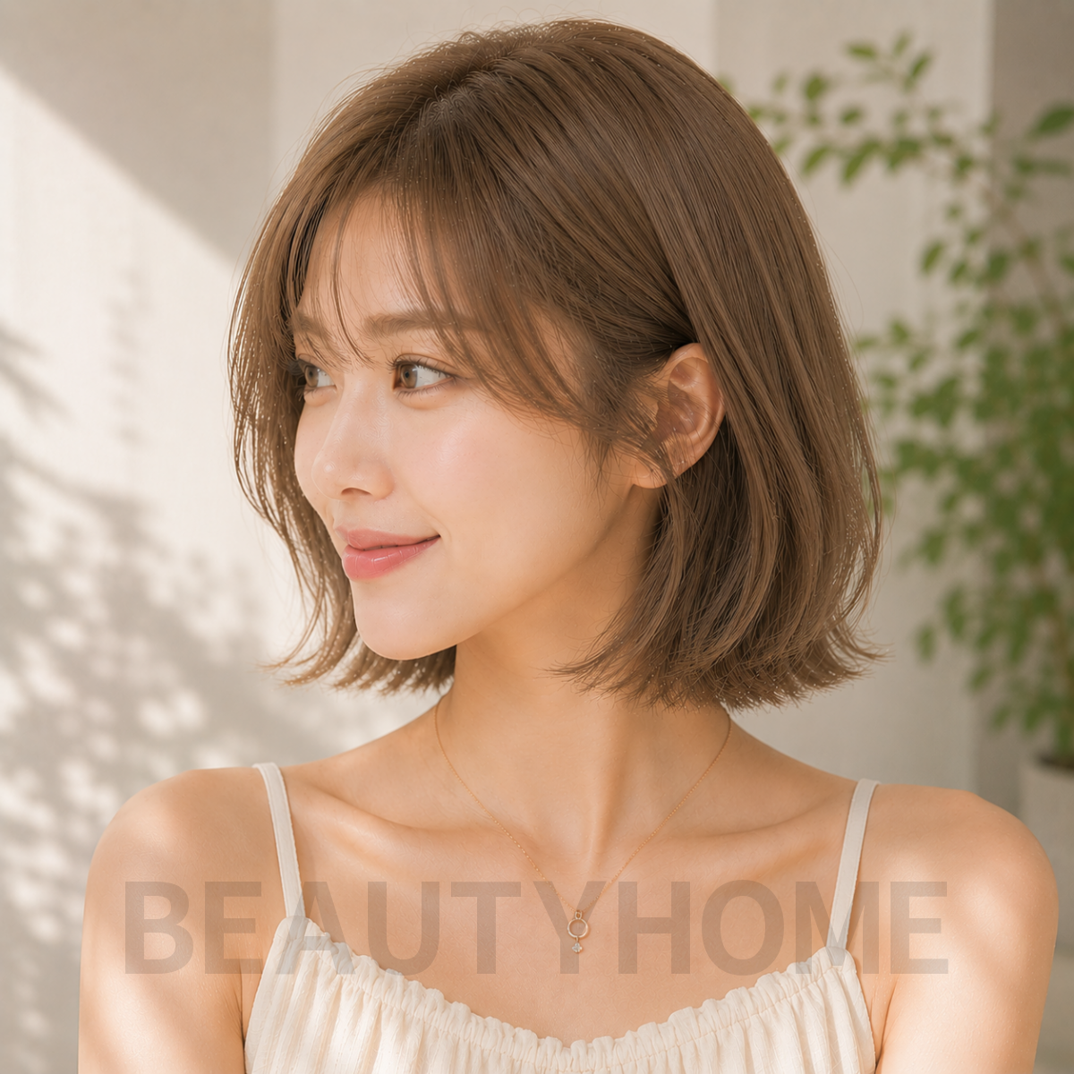 여자 단발 스칸디 보브컷 헤이즐 베이지 염색