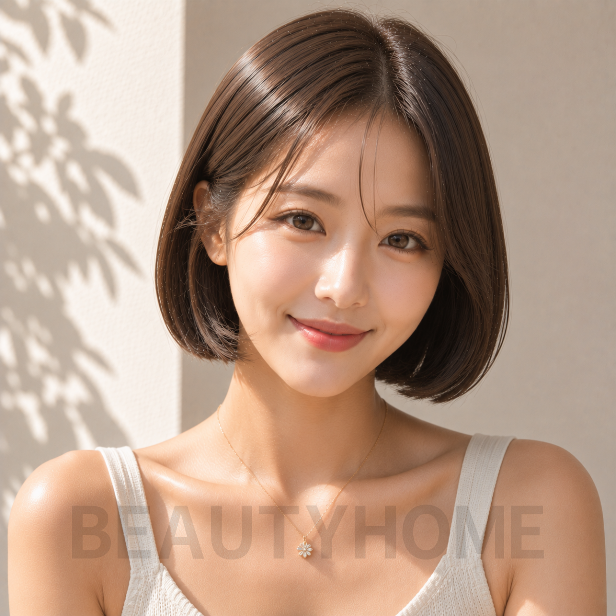 여자 단발 슬릭 보브컷 다크 모카 브라운 염색