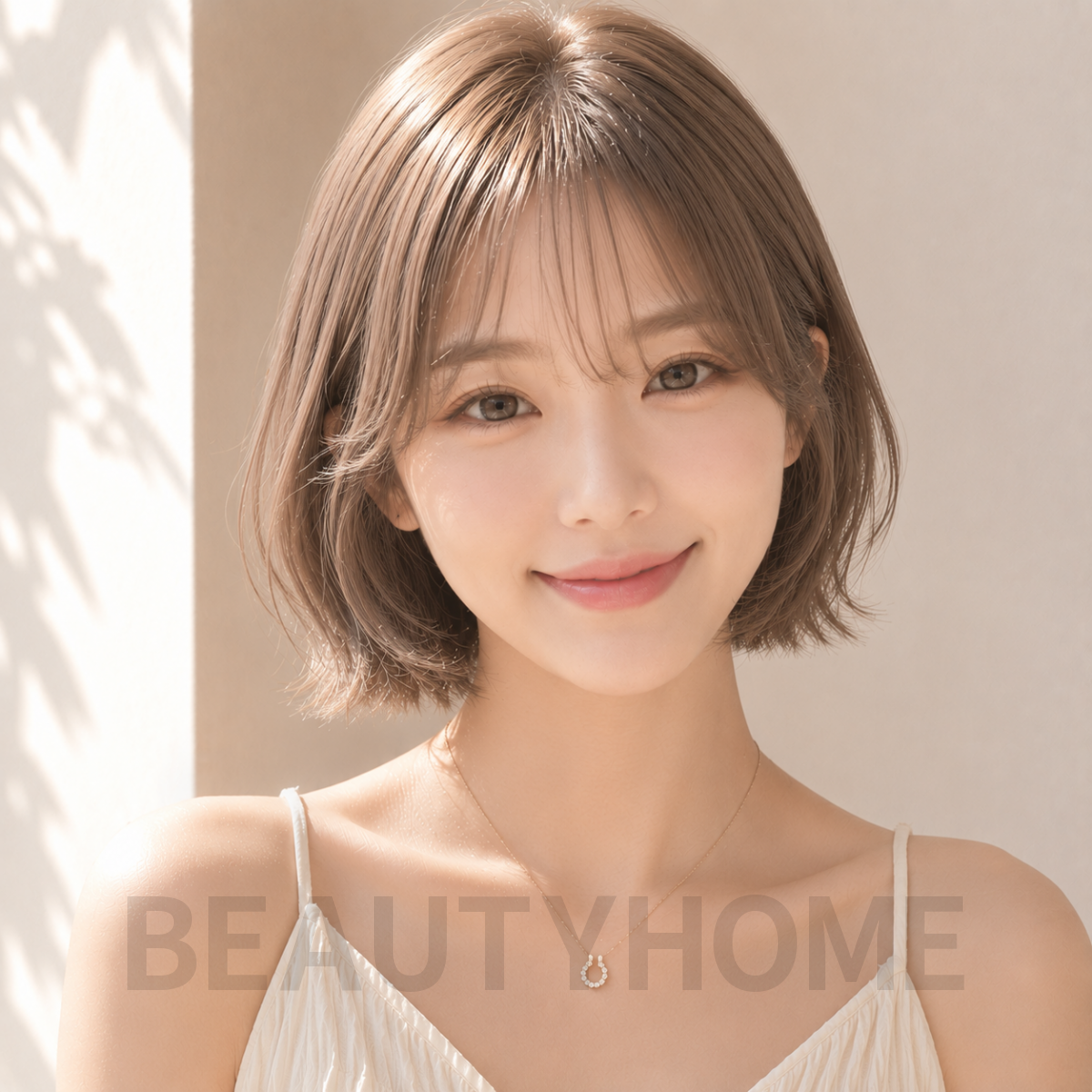 여자 단발 프렌치 보브컷 애쉬 베이지 염색
