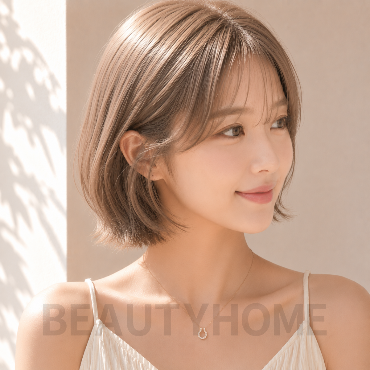 여자 단발 프렌치 보브컷 애쉬 베이지 염색