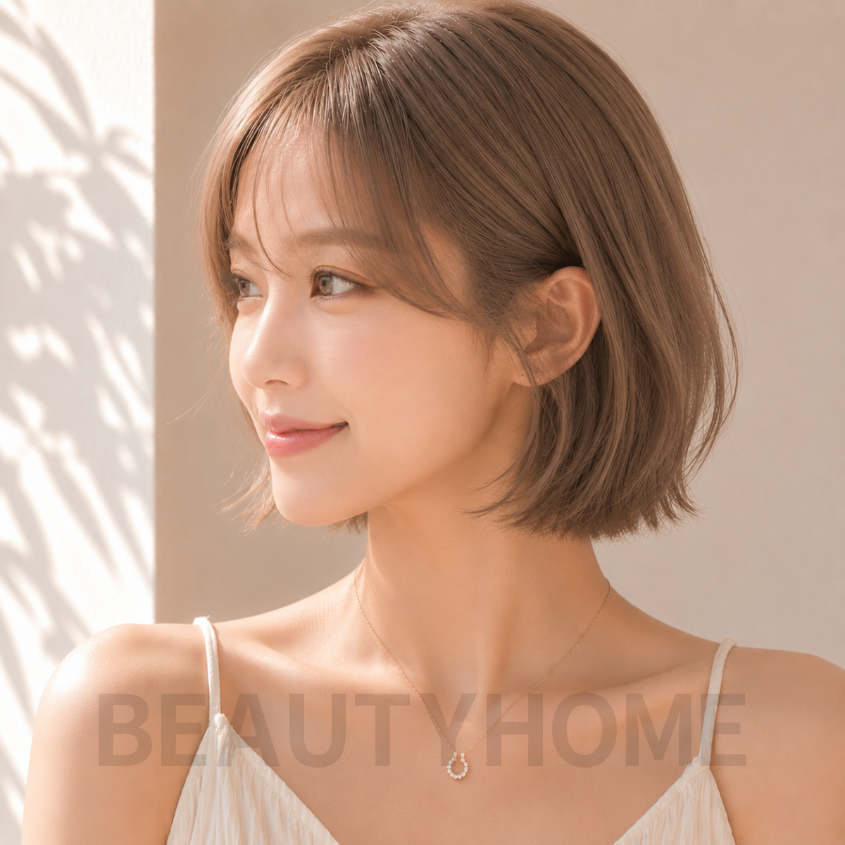 여자 단발 프렌치 보브컷 애쉬 베이지 염색