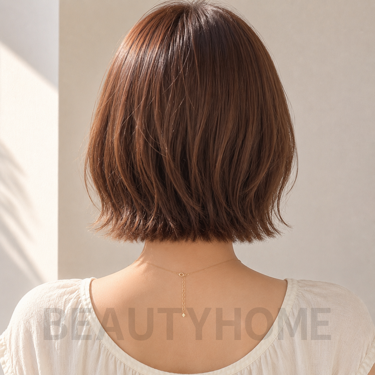여자 단발 허쉬 보브컷 로즈 브라운 염색