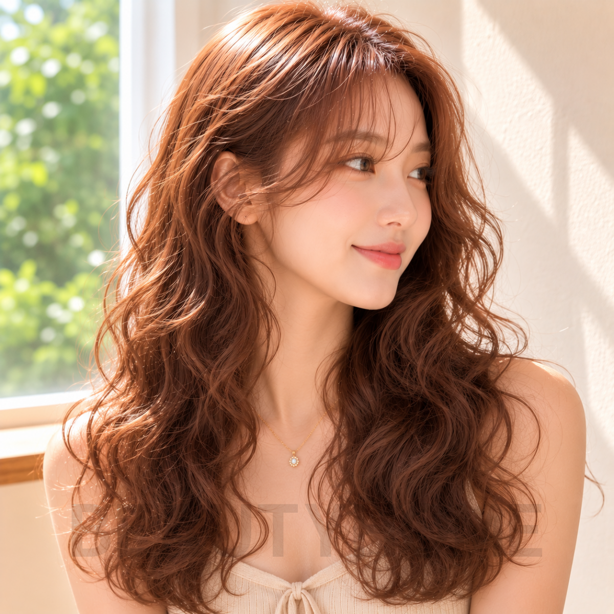 여자 소프트 히피펌 코퍼 브라운 염색
