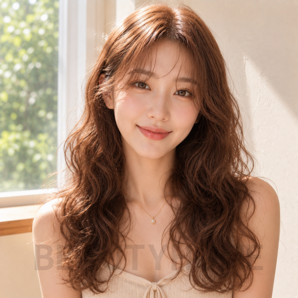 여자 소프트 히피펌 코퍼 브라운 염색