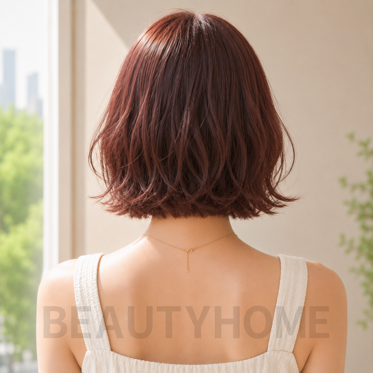 여자 위켄드 보브펌 로즈브라운 염색